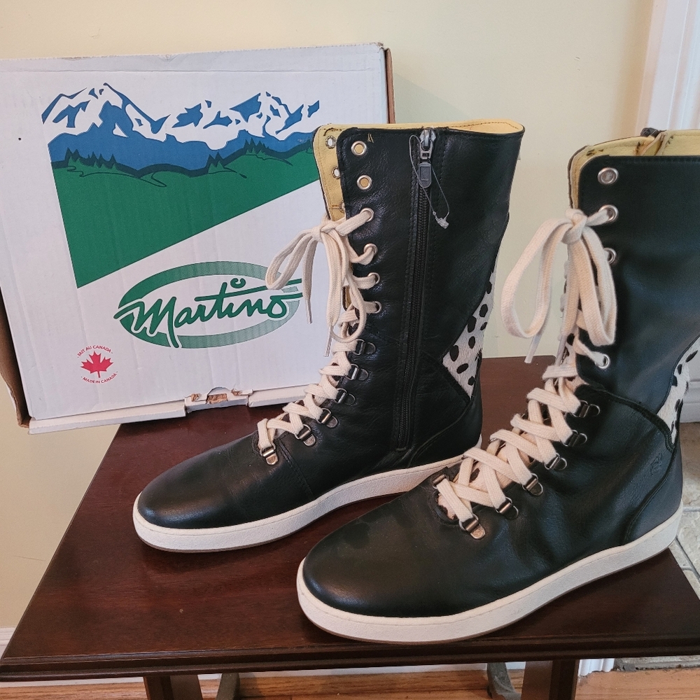 Martino Black Leather High-Top Boots